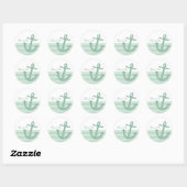 Girly Mint Glitter Anchor Ronde Sticker (Vel)