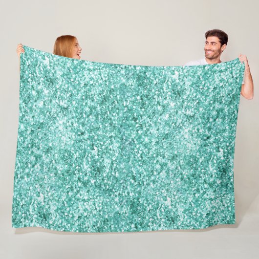 Girly Mint Glitter Confetti Fleece Deken (In situ)
