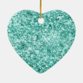 Girly Mint Glitter Confetti Keramisch Ornament (Achterkant)