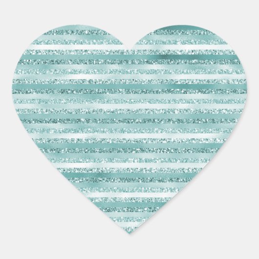 Girly Mint Glitter Glam Stripes (afbeelding van gl Hart Sticker (Voorkant)
