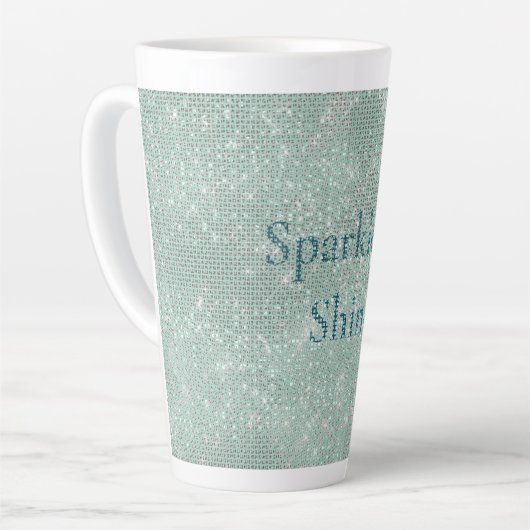 Girly Mint Glitzy Sparkle Latte Mok (Linkerhoek)