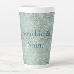 Girly Mint Glitzy Sparkle Latte Mok