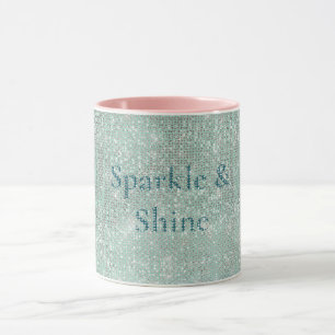 Girly Mint Glitzy Sparkle Mok