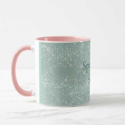 Girly Mint Glitzy Sparkle Mok (Links)