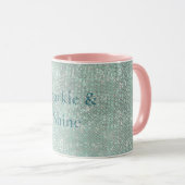 Girly Mint Glitzy Sparkle Mok (Voorkant rechts)