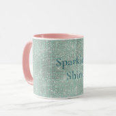 Girly Mint Glitzy Sparkle Mok (Voorkant links)