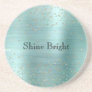 Girly Mint Gold Glam Sparkle Confetti Zandsteen Onderzetter