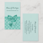 Girly Mint Green Lace Pattern Vrouwelijk lint Visitekaartje (Voorkant / Achterkant)