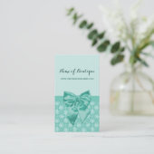 Girly Mint Green Lace Pattern Vrouwelijk lint Visitekaartje (Staand voorkant)