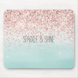 Girly Mint Ombre Glam Pink Glitter Muismat