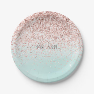Girly Mint Ombre Glam Pink Glitter Papieren Bordje