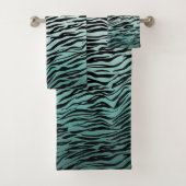 Girly Mint Ombre Zwart Zebra Print Bad Handdoek (Insitu)