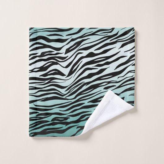 Girly Mint Ombre Zwart Zebra Print Bad Handdoek (Wasdoekje)