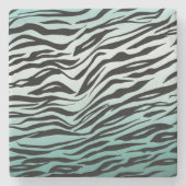 Girly Mint Ombre Zwart Zebra Print Stenen Onderzetter (Voorkant)