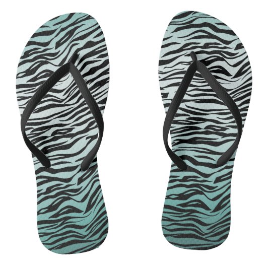 Girly Mint Ombre Zwart Zebra Print Teenslippers (Voetbed)