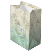 Girly Mint Waterverf Ombre Gold Leopard Print Medium Cadeauzakje (Voorkant Gekanteld)