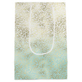 Girly Mint Waterverf Ombre Gold Leopard Print Medium Cadeauzakje (Achterkant)