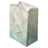 Girly Mint Waterverf Ombre Gold Leopard Print Medium Cadeauzakje (Achterkant Gekanteld)