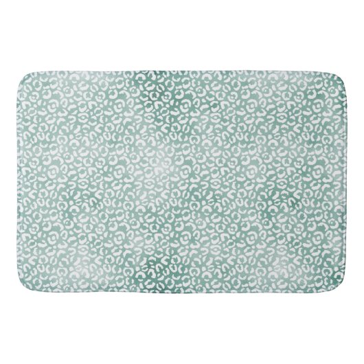Girly Mint White Leopard Print Badmat (Voorkant)