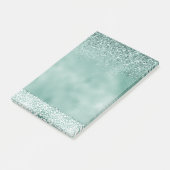 Girly Mint Witte Luipaard Print Glitter Post-it® Notes (Schuin)