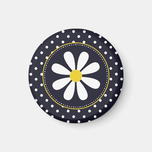 Girly Mod Daisies en Polka Dots Magneet (Voorkant)