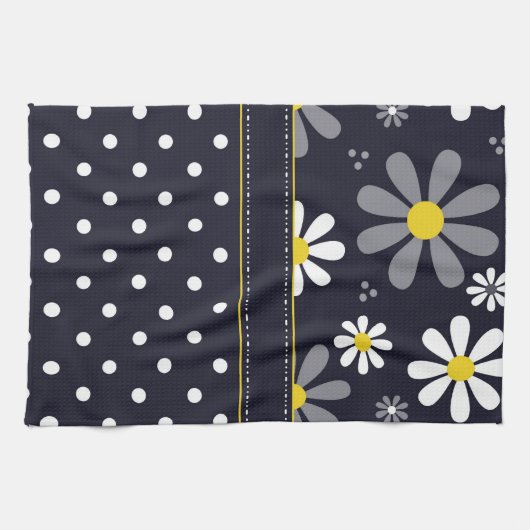 Girly Mod Daisies en Polka Dots Theedoek (Horizontaal)