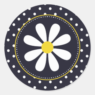 Girly Mod Daisy en Polka Dots Ronde Sticker