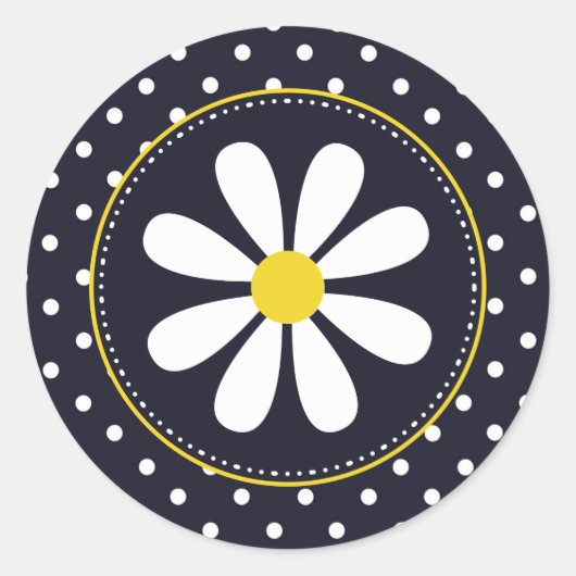 Girly Mod Daisy en Polka Dots Ronde Sticker (Voorkant)