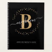 Girly Modern Black Gold Nom Script Monogramme 2024 (Devant)