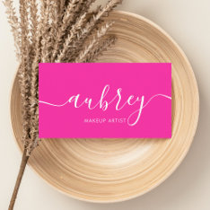 Girly Modern Calligraphy Pink Visitekaartje at Zazzle