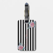 Girly Modern Chic Flowers , Stripes Bagagelabel (Achterkant verticaal)