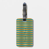 Girly Modern Chic Flowers - Stripes Bagagelabel (Achterkant verticaal)