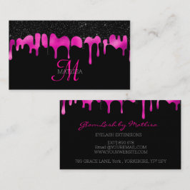 Girly Modern Dripping Monogram Glitter Salon Visitekaartje