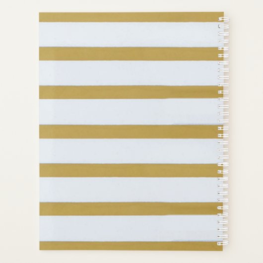 Girly Modern Gold Stripes, Olive Branch Planner (Achterkant)