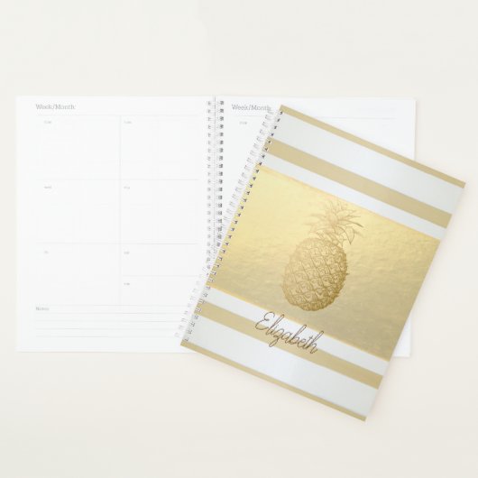Girly Modern Gold Stripes, Or Ananas (Devant avec enveloppe)