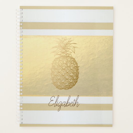 Girly Modern Gold Stripes, Or Ananas (Devant)
