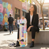 Girly Modern Marble Swirl Paarse Douanenaam Skateboard