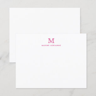 Girly Modern Monogram Initiaal Magenta Hot Pink Kaart