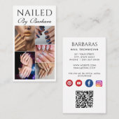 Girly Modern Photo Nail Artist Technician QR-code Visitekaartje (Voorkant / Achterkant)