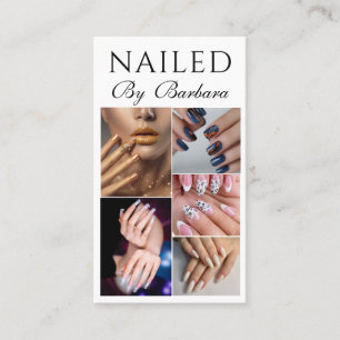 Girly Modern Photo Nail Artist Technician QR-code Visitekaartje