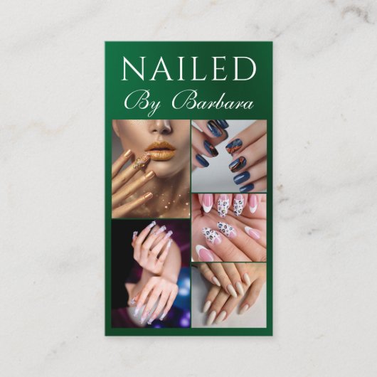 Girly Modern Photo Nail Artist Technician QR-code Visitekaartje (Voorkant)