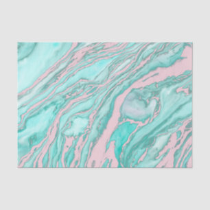Girly Modern Pink Blauwgroen Groen Roky Marble Pat Tissuepapier