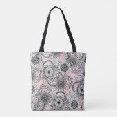 Girly Modern Pink White Floral Tekeningen Draagtas (Achterkant)