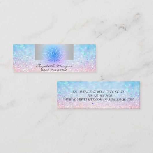 Girly Modern Professional, Bokeh Lotus Yoga Mini Visitekaartje (Voorkant / Achterkant)
