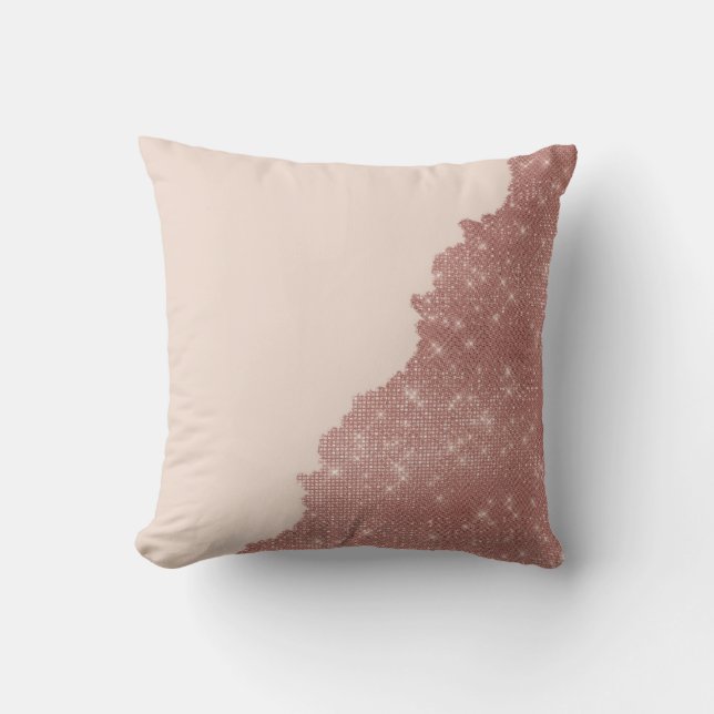 Girly Modern Roos Gold Glitter Blush Pink Split Kussen (Voorkant)