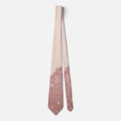 Girly Modern Roos Gold Glitter Blush Pink Split Stropdas (Voorkant)