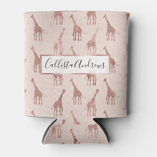 Girly Modern Roos Goud Blush Roze Giraffes Blikjeskoeler (Voorkant)