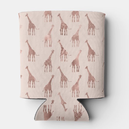 Girly Modern Roos Goud Blush Roze Giraffes Blikjeskoeler (Achterkant)