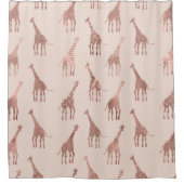Girly Modern Roos Goud Blush Roze Giraffes Douchegordijn (Voorkant)
