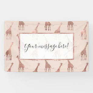 Girly Modern Roos Goud Blush Roze Giraffes Spandoek
